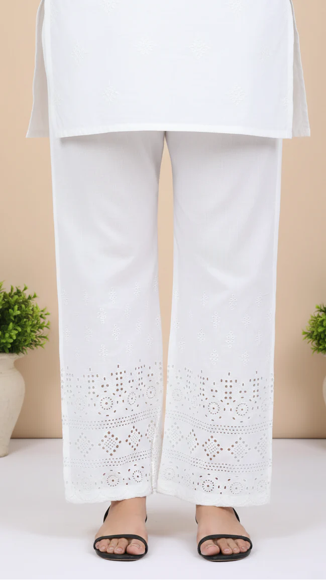 White Cotton Cambric Trouser PL5081