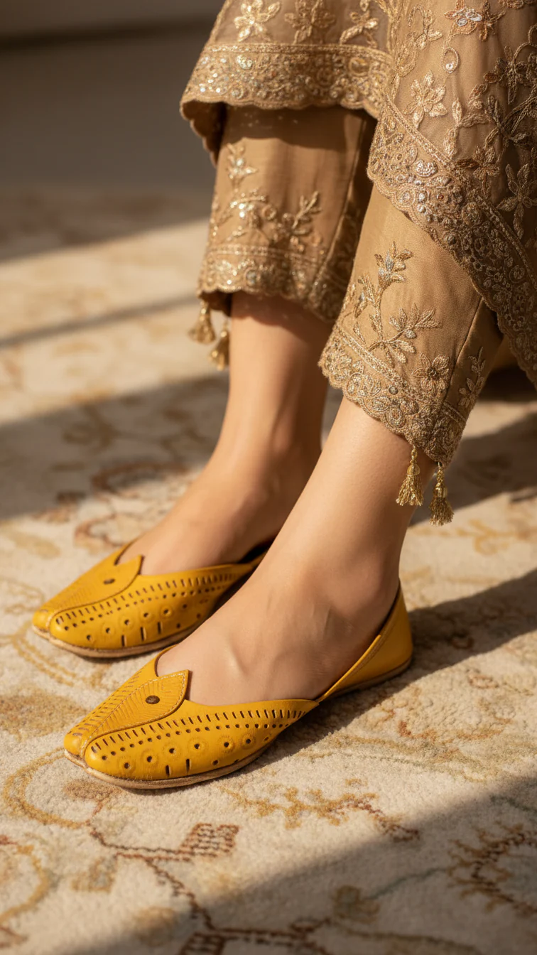Yellow Leather Khussa EC8666