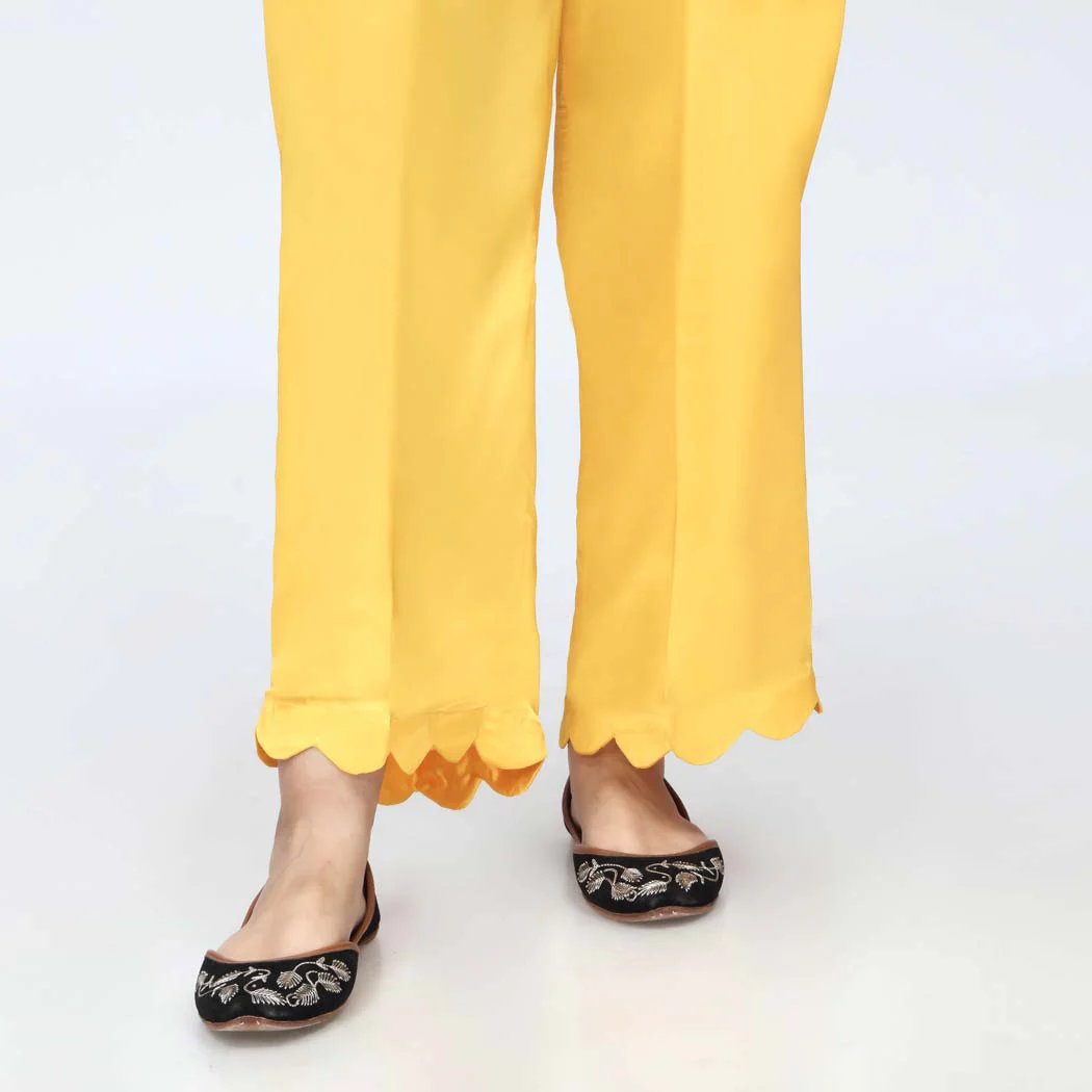 Yellow Scallops Grip Silk Straight Trouser PW3645